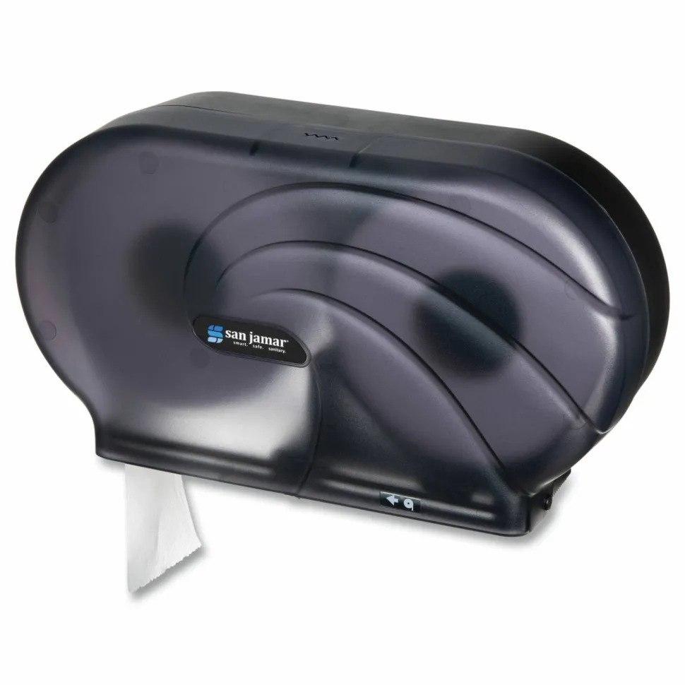 San Jamar 2-Roll Jumbo Toilet Tissue Dispenser, 19" x 5 1/4" x 12", Black Pearl