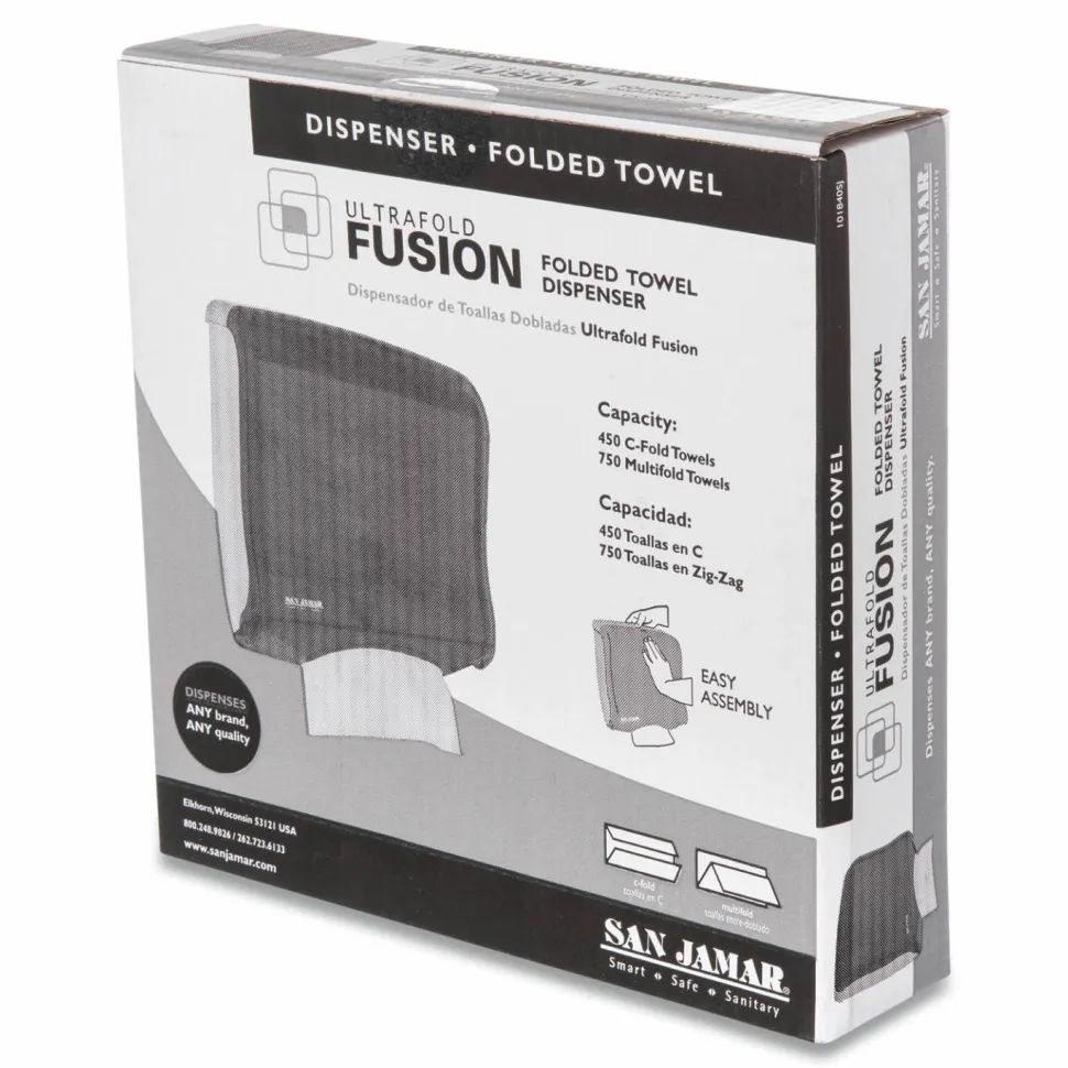 San Jamar Ultrafold Fusion C-Fold and Multifold Towel Dispenser, 11.5 x 5.5 x 11.5, Black