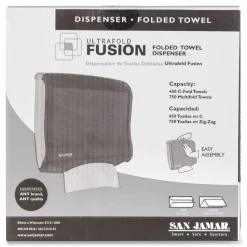 San Jamar Ultrafold Fusion C-Fold and Multifold Towel Dispenser, 11.5 x 5.5 x 11.5, Black