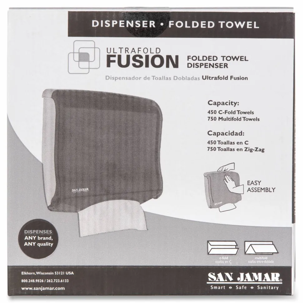 San Jamar Ultrafold Fusion C-Fold and Multifold Towel Dispenser, 11.5 x 5.5 x 11.5, Black