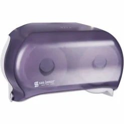 San Jamar Versatwin Standard Bath Tissue Dispenser, Classic, 8 x 5.75 x 12.75, Transparent Black Pearl