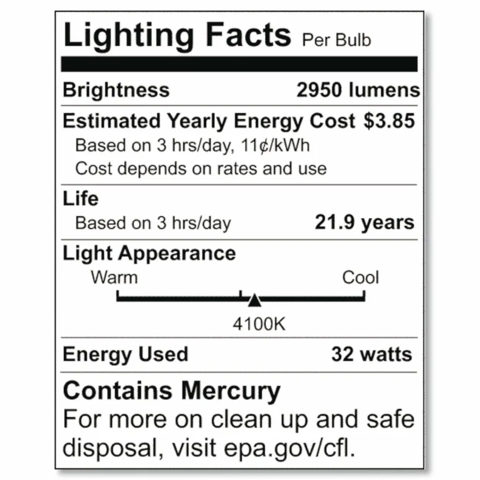 Satco T8 Linear Fluorescent Light Bulbs, 32 Watts, Pack Of 30 Bulbs