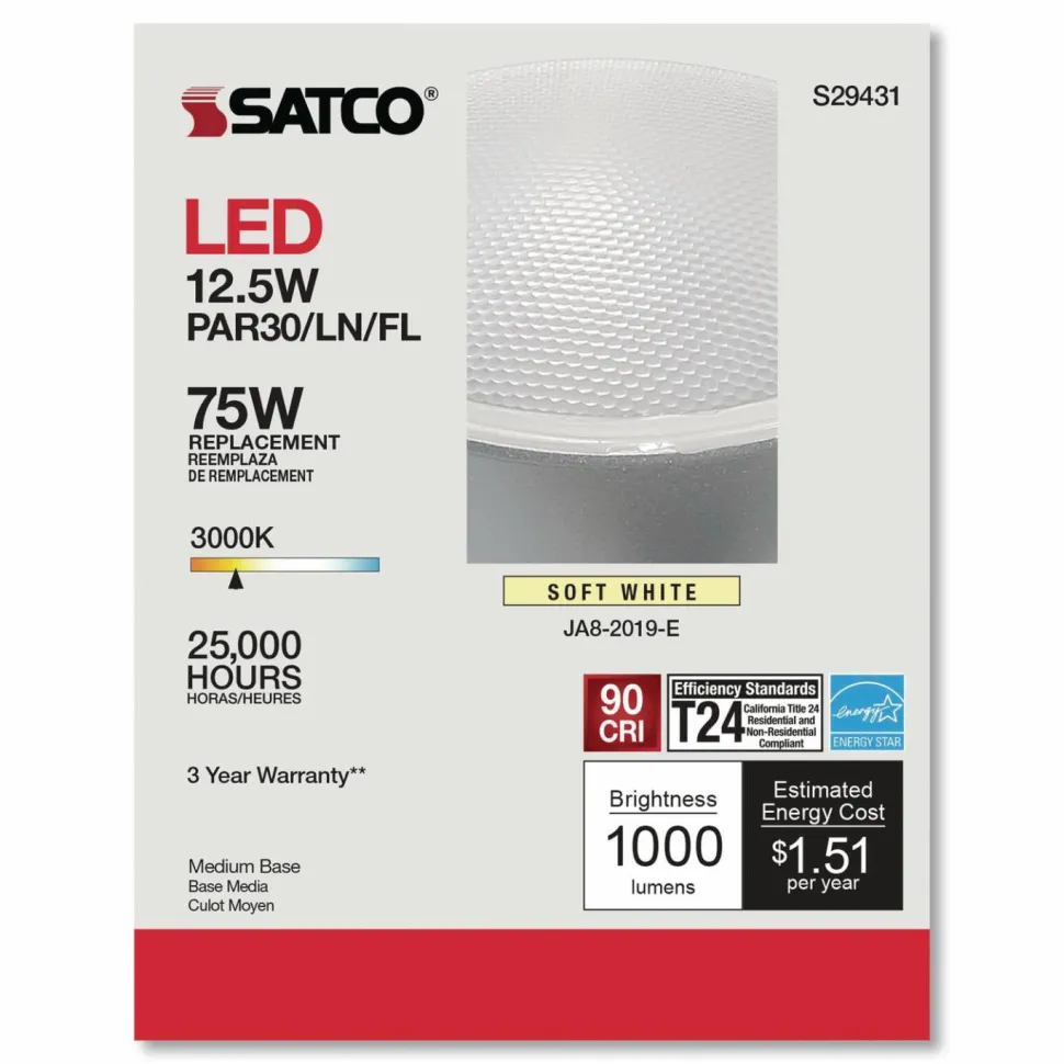 Satco 12W PAR 30/LN/FL 3000K LED Bulb