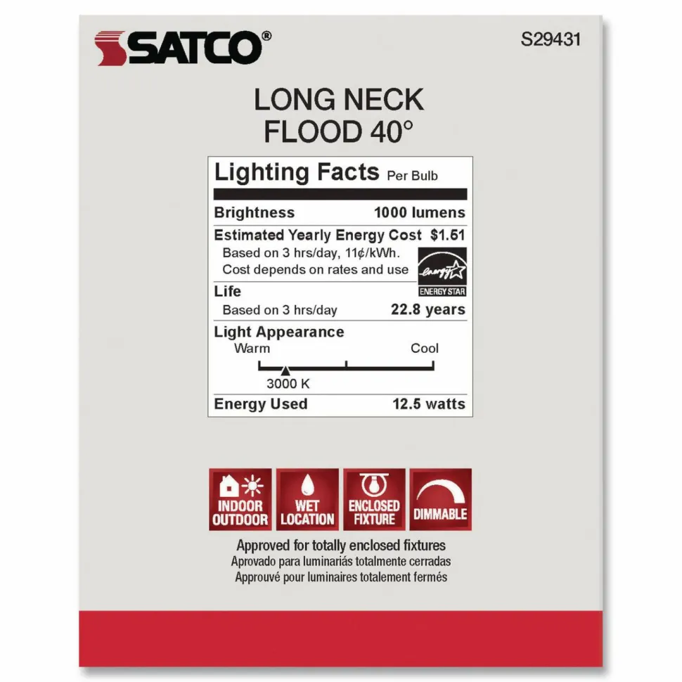 Satco 12W PAR 30/LN/FL 3000K LED Bulb