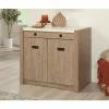 Sauder Dixon City 33"W Computer Desk Cabinet With Storage, Brushed Oak/Pebble White