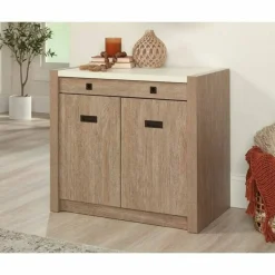 Sauder Dixon City 33"W Computer Desk Cabinet With Storage, Brushed Oak/Pebble White