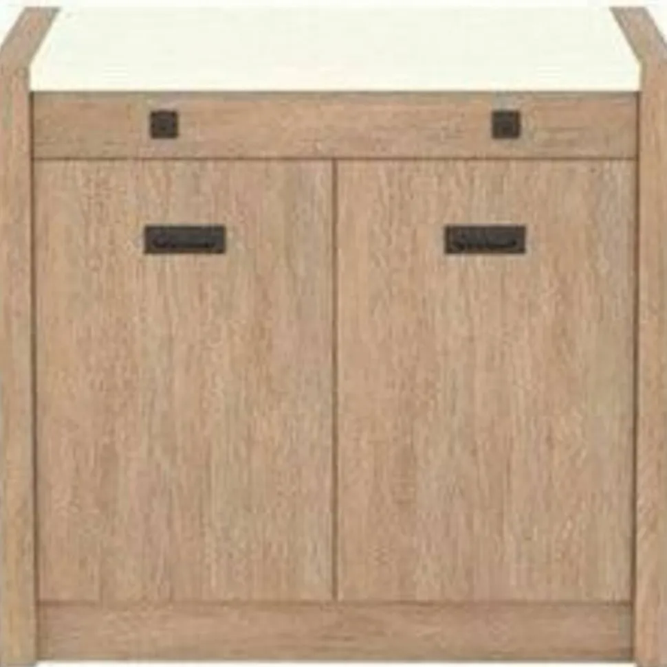 Sauder Dixon City 33"W Computer Desk Cabinet With Storage, Brushed Oak/Pebble White