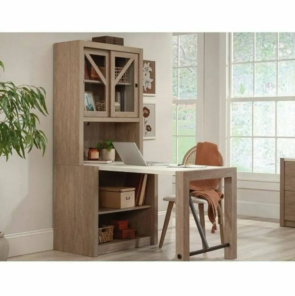 Sauder Dixon City 33"W Library Hutch, Brushed Oak