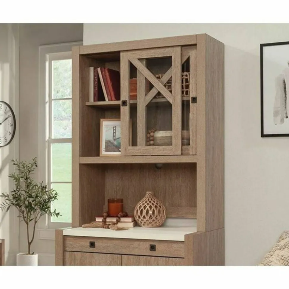 Sauder Dixon City 33"W Library Hutch, Brushed Oak