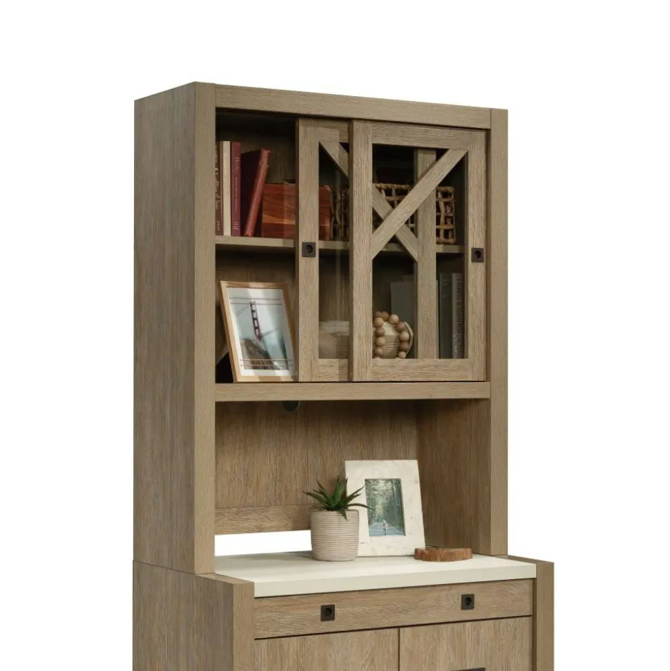 Sauder Dixon City 33"W Library Hutch, Brushed Oak
