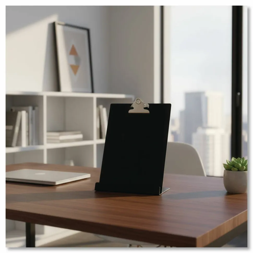 Saunders Document/Tablet Holder Stand, 12.3"H x 9.5"W x 5"L, Aluminum, Black