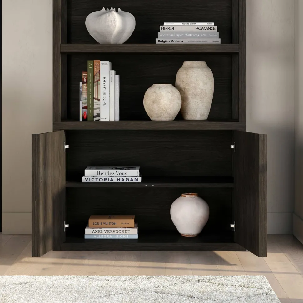 Savin 67.5" Tall Rectangular Bookcase in Alder Brown