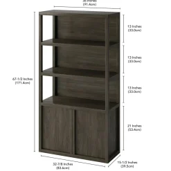 Savin 67.5" Tall Rectangular Bookcase in Alder Brown