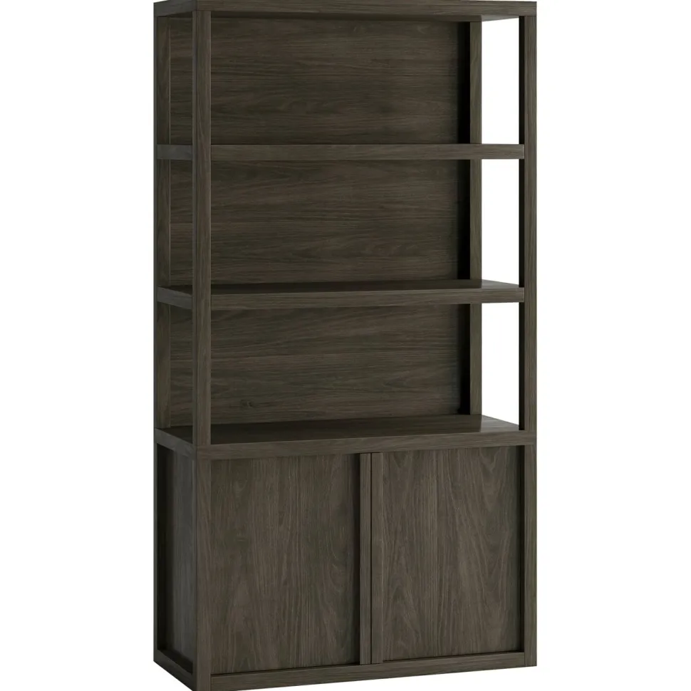 Savin 67.5" Tall Rectangular Bookcase in Alder Brown