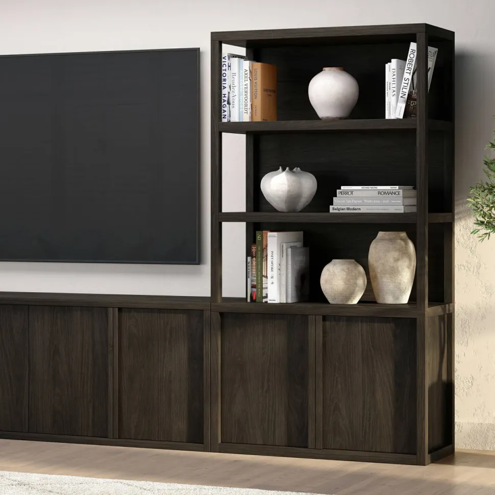 Savin 67.5" Tall Rectangular Bookcase in Alder Brown