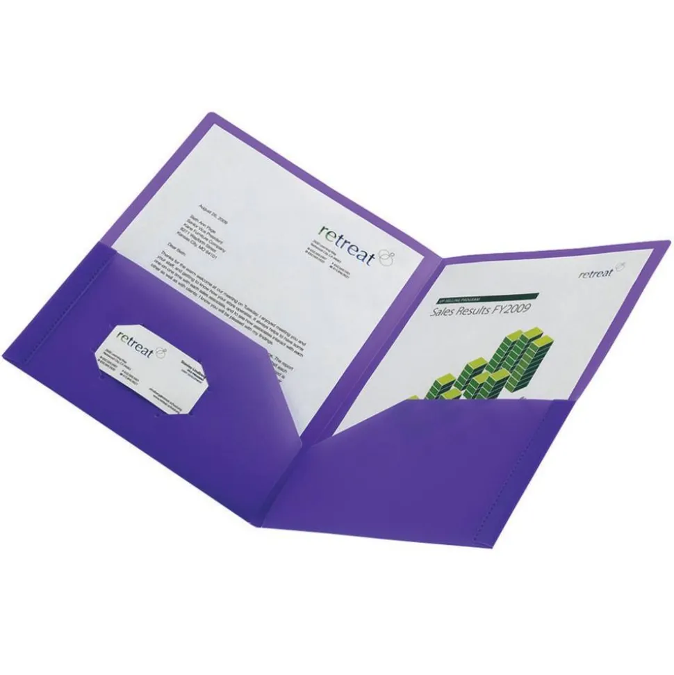 School-Grade 2-Pocket Poly Folder, Letter Size, Purple