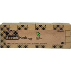 Scotch Greener Magic Tape, Invisible, 16 Tape Rolls, 3/4 in x 900 in, Home Office Supplies and School Supplies for College and Classrooms