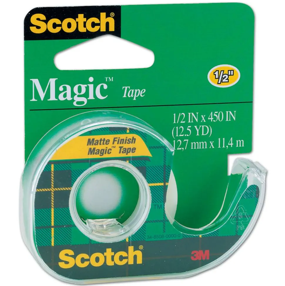 Scotch Magic Tape In Dispenser, 1/2" x 450", Clear