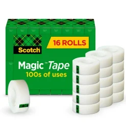 Scotch Magic Tape, Invisible, 3/4 in. x 1000 in., 16 Tape Rolls, Clear, School Supplies and College Essentials for Students and Teachers
