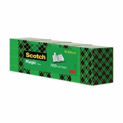 Scotch Magic Tape, Invisible, 3/4 in. x 1000 in., 16 Tape Rolls, Clear, School Supplies and College Essentials for Students and Teachers