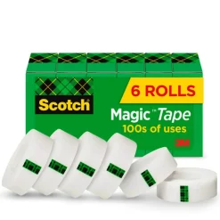 Scotch Magic Tape, Invisible, 6 Tape Rolls, 3/4 in x 800 in, Home Office Supplies and School Supplies for College and Classrooms
