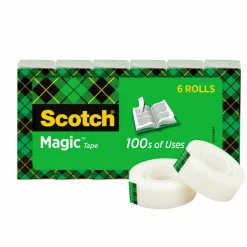 Scotch Magic Tape, Invisible, 6 Tape Rolls, 3/4 in x 800 in, Home Office Supplies and School Supplies for College and Classrooms