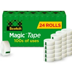 Scotch Magic Tape, Invisible, 3/4 in. x 1000 in., 24 Tape Rolls, Clear, Back to School Supplies and College Essentials for Students and Teachers