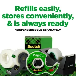 Scotch Magic Tape, Invisible, 3/4 in. x 1000 in., 24 Tape Rolls, Clear, Back to School Supplies and College Essentials for Students and Teachers