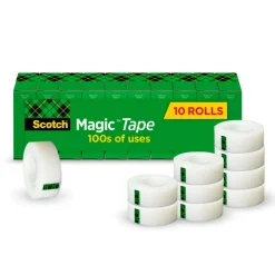 Scotch Magic Tape, Invisible, 3/4 in. x 1000 in., 10 Tape Rolls, Clear, School Supplies and College Essentials for Students and Teachers