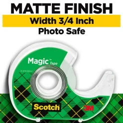 Scotch Magic Tape with Dispenser, Invisible, 3/4 in. x 650 in., 6 Tape Rolls, Clear, School Supplies and College Essentials for Students, 6122