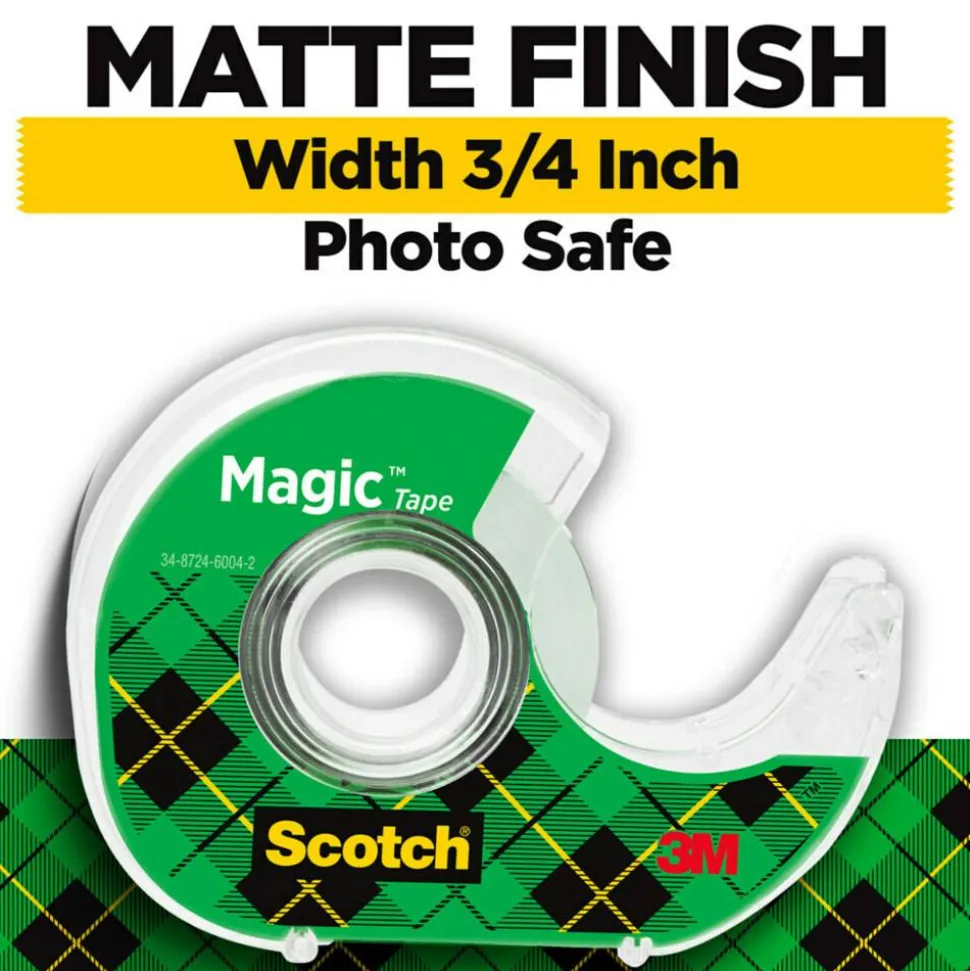 Scotch Magic Tape with Dispenser, Invisible, 3/4 in. x 650 in., 6 Tape Rolls, Clear, School Supplies and College Essentials for Students, 6122