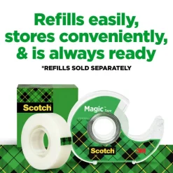Scotch Magic Tape with Dispenser, Invisible, 3/4 in. x 650 in., 6 Tape Rolls, Clear, School Supplies and College Essentials for Students, 6122