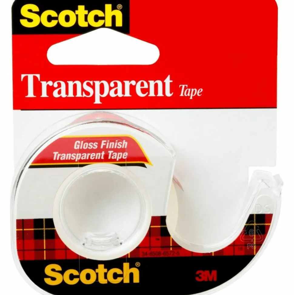 Scotch Transparent Office Tape In Dispenser, 1/2" x 450", Clear