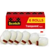 Scotch Transparent Tape, 3/4 in. x 1296 in., 6 Tape Rolls, Clear, Back to School Supplies and College Essentials for Students and Teachers