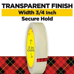 Scotch Transparent Tape, 2 Tape Rolls, 3/4 in x 2592 in, Home Office Supplies and School Supplies for College and Classrooms