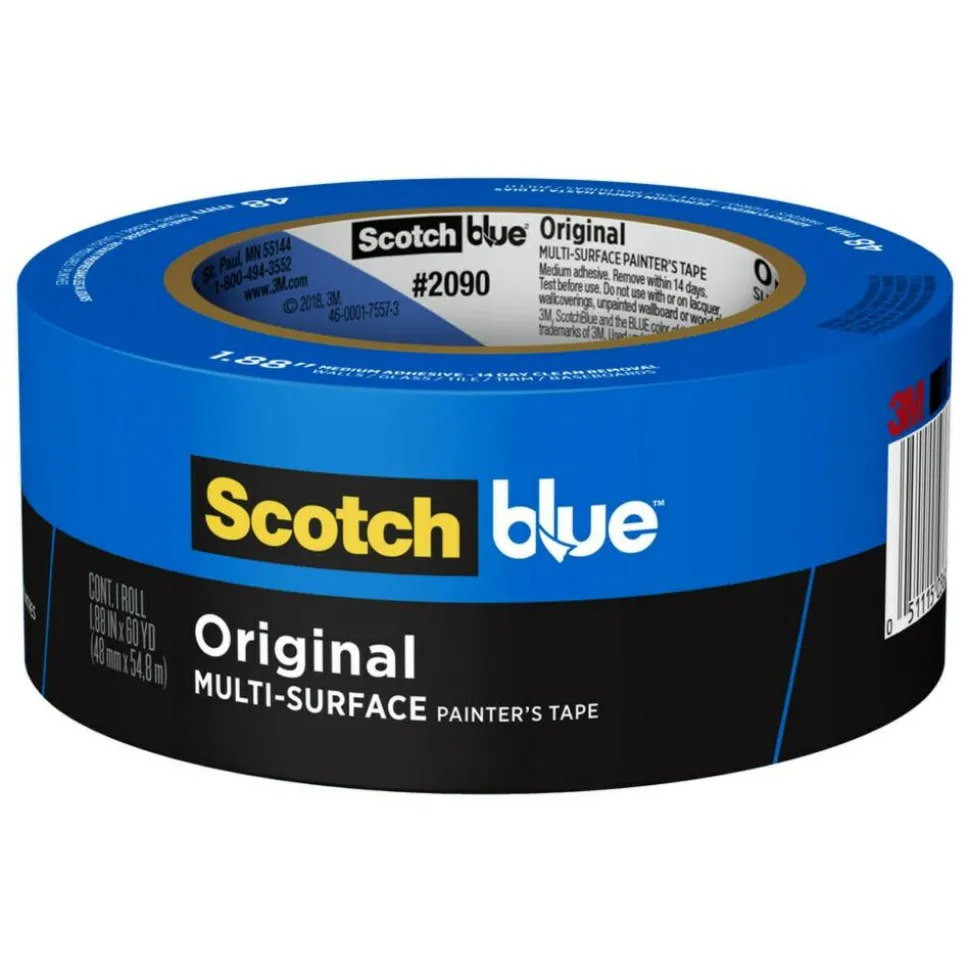 ScotchBlue Original Multi-Surface Painter's Tape, 1 Tape Roll, 2 in x 60 yd, 3" Core, Blue - 20902A