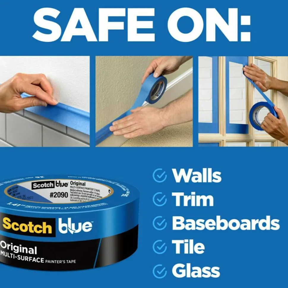 ScotchBlue Original Multi-Surface Painter's Tape, 1 Tape Roll, 2 in x 60 yd, 3" Core, Blue - 20902A
