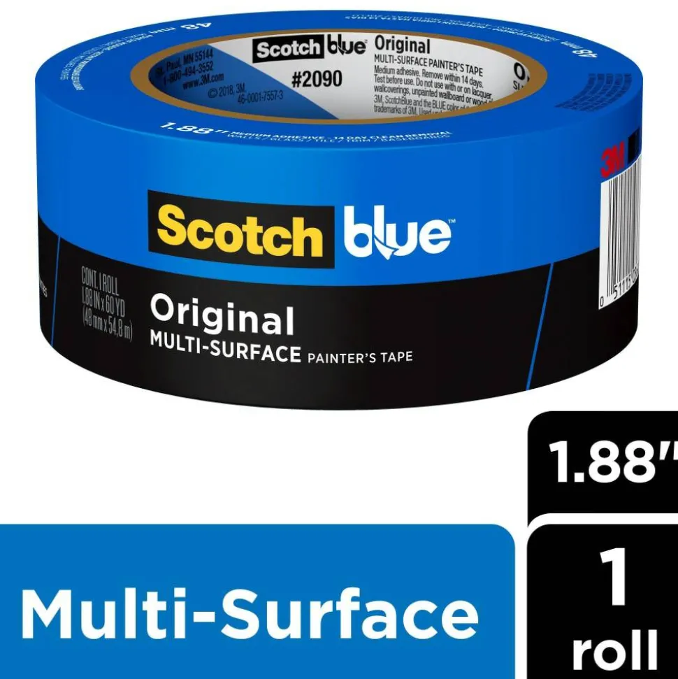 ScotchBlue Original Multi-Surface Painter's Tape, 1 Tape Roll, 2 in x 60 yd, 3" Core, Blue - 20902A