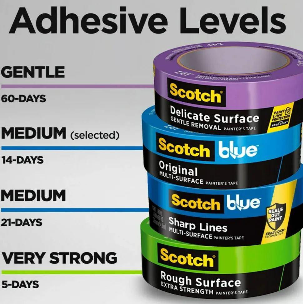 ScotchBlue Original Multi-Surface Painter's Tape, 1 Tape Roll, 2 in x 60 yd, 3" Core, Blue - 20902A
