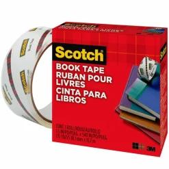 Scotch Book Tape, 1-1/2 in x 540 in, 1 Tape Roll, Clear, Home Office and School Supplies