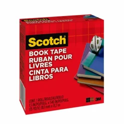 Scotch Book Tape, 1-1/2 in x 540 in, 1 Tape Roll, Clear, Home Office and School Supplies