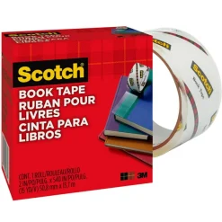 Scotch Book Tape, 2 in. x 540 in., 1 Tape Roll, Clear, School Supplies and College Essentials for Students and Teachers