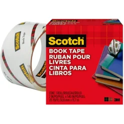 Scotch Book Tape, 2 in. x 540 in., 1 Tape Roll, Clear, School Supplies and College Essentials for Students and Teachers