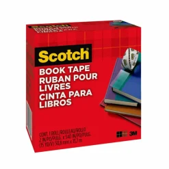 Scotch Book Tape, 2 in. x 540 in., 1 Tape Roll, Clear, School Supplies and College Essentials for Students and Teachers