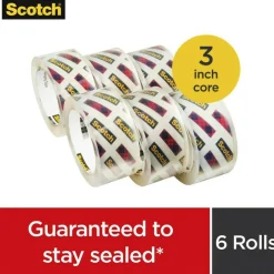 Scotch Box Lock Shipping Packaging Tape, 3
