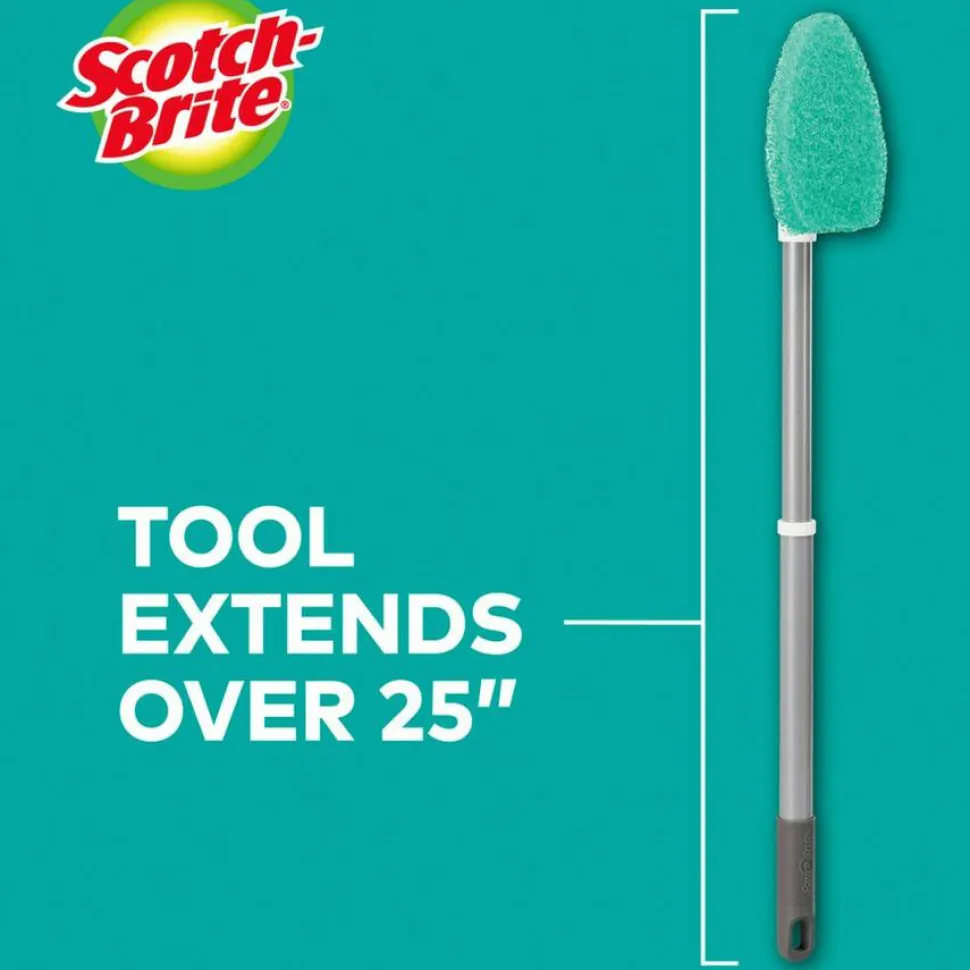 Scotch-Brite Bath Scrubber - 24" Handle Length - Plastic Handle - 1 Each