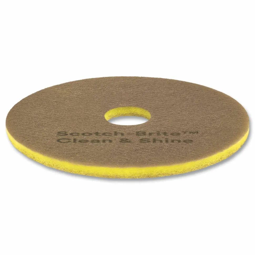Scotch-Brite Clean & Shine Floor Pads, 20", Yellow/Gold, Case Of 5