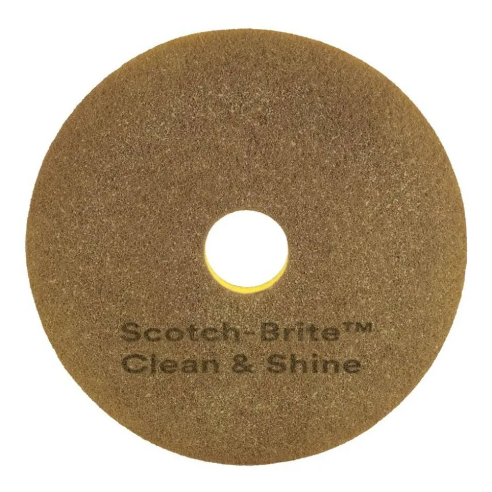 Scotch-Brite Clean & Shine Floor Pads, 20", Yellow/Gold, Case Of 5