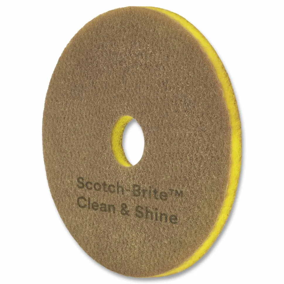 Scotch-Brite Clean & Shine Floor Pads, 20", Yellow/Gold, Case Of 5