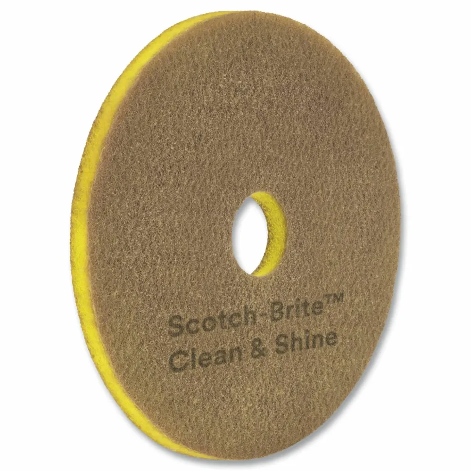 Scotch-Brite Clean & Shine Floor Pads, 20", Yellow/Gold, Case Of 5
